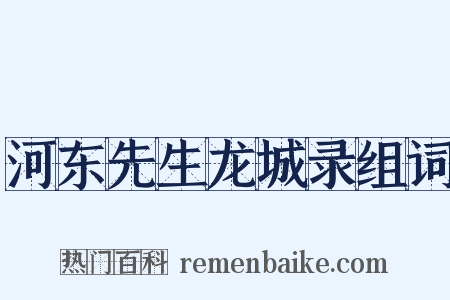 河东先生龙城录组词是什么意思的图片